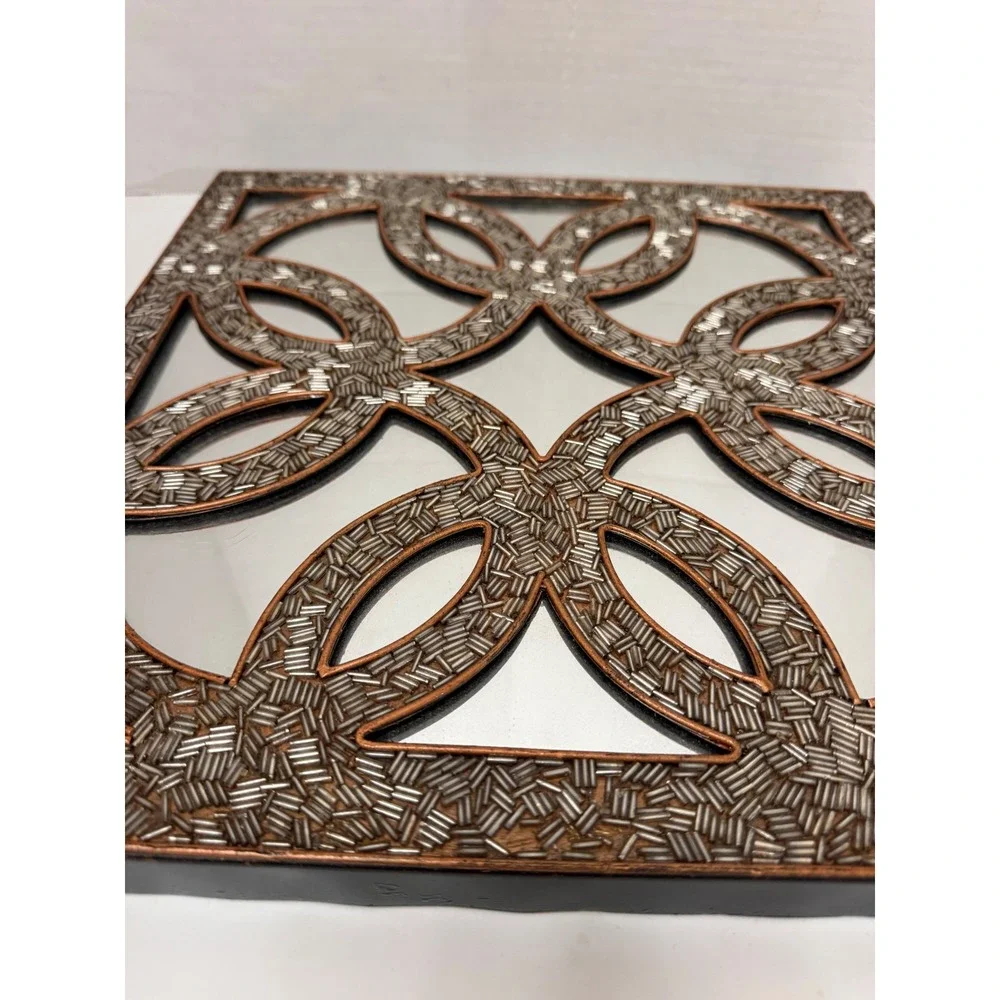 Pier 1 One Imports Mirror Square Seed Beaded Gold 14